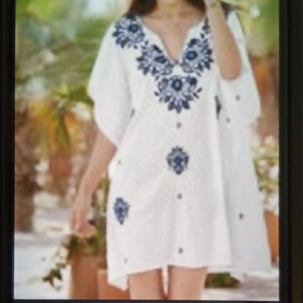 Sundance Embrodered Swim Cover Up Vacation Resort Womens M